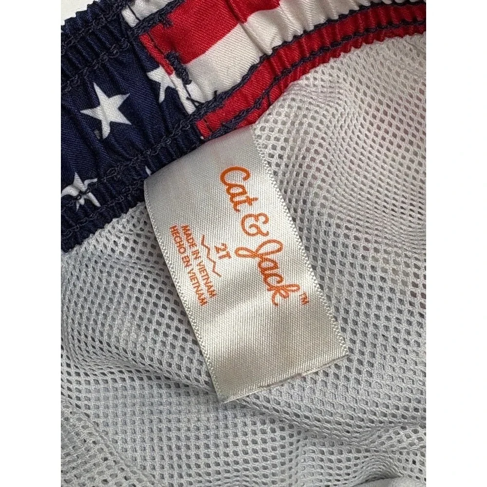 Cat‎ & Jack American Flag Red White Blue Swim Shorts Trunks 2T Toddler Vacation